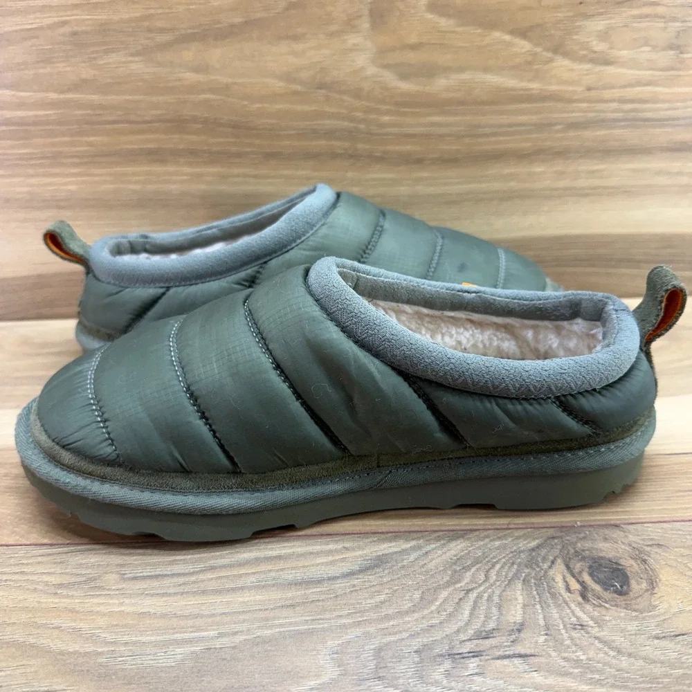 UGG Tasman Quilted Nylon Puffer Slippers Youth Size 6 Big Kids Boys Green